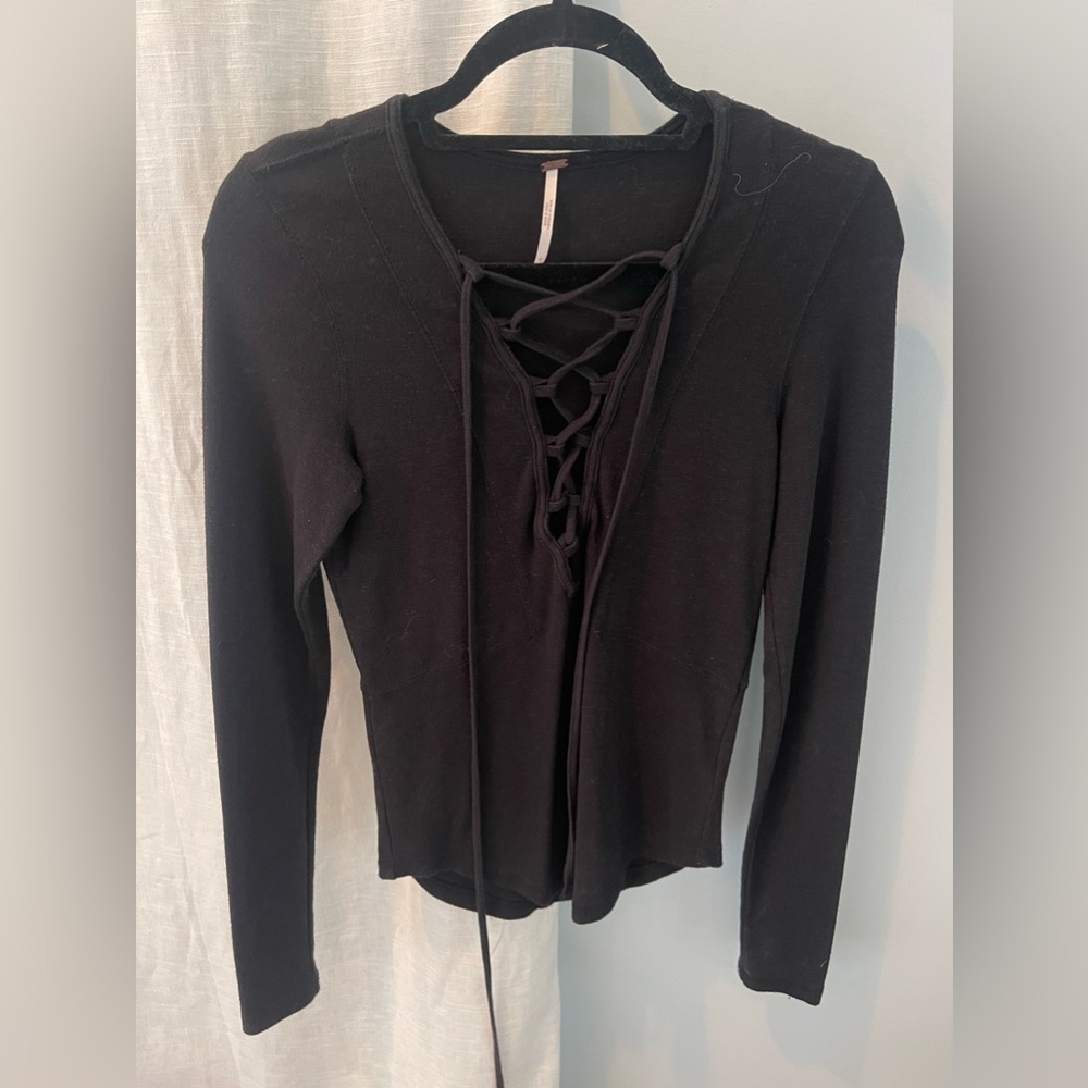 Free People Tie Up Knit Shirt